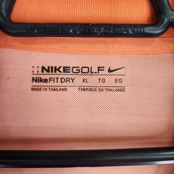Mens Orange Nike Golf Polo Shirt Short Sleeve Diamond Print Fit Dry Size XL - Picture 6 of 11